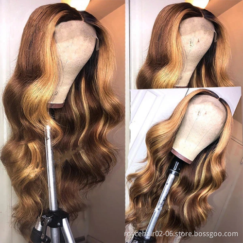 Amanda Hair 100% Indian Mink Human Hair P4/30 Ombre Hair Pre Plucked Soft 4x4 HD Transparent Lace Closure Wig